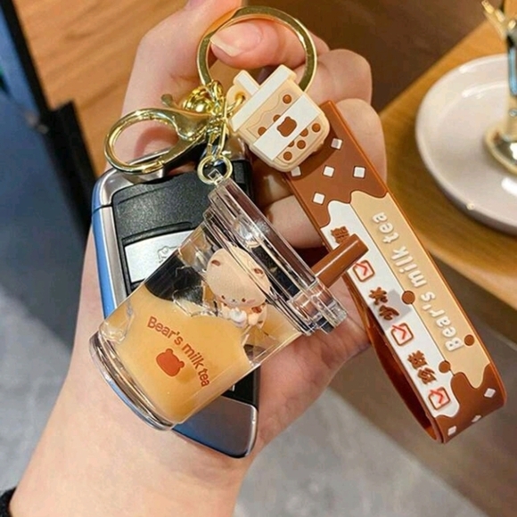 Bear's Milk Tea Accessories - Bear's Milk Tea Phone Charm Keychain - Brown